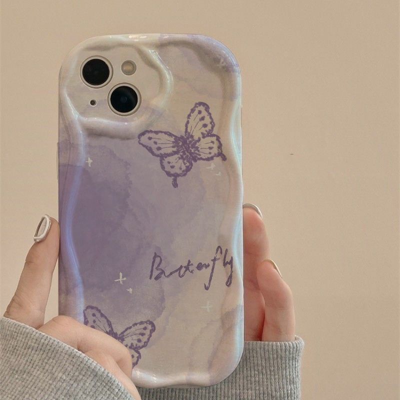 Light Purple Beautiful Butterfly Suitable for Apple 17 Promax Phone Case 16/15 Pro Soft Case