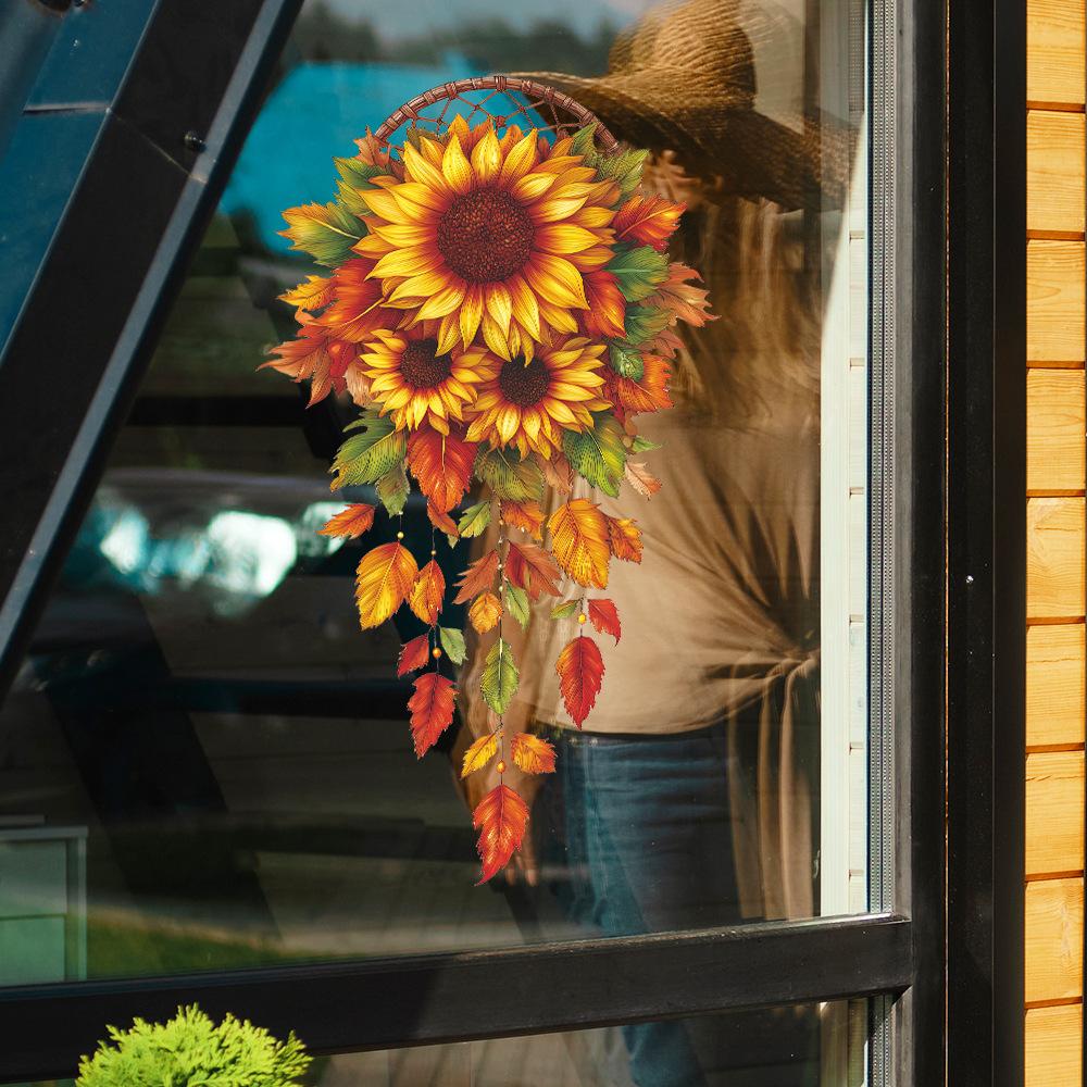 Creative Autumn Sunflower Dreamcatcher Bedroom Background Wall Sticker Home Decor