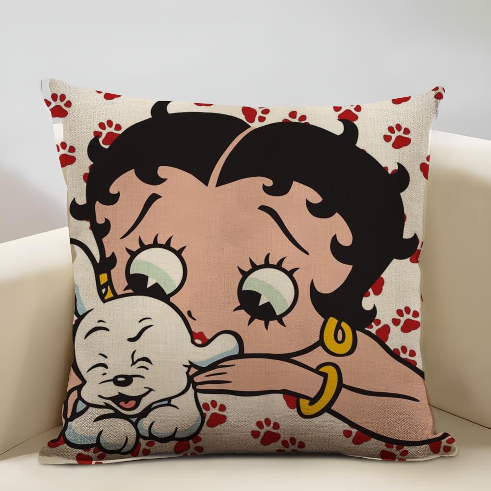 Betty Boop Cushion Cover Household Decoration Linen Sofa Cushion Cover: Skin-Friendly & Breathable with Invisible Zipper