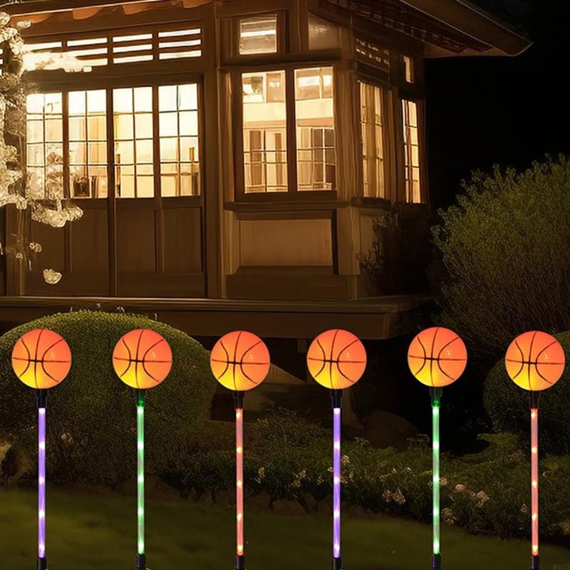 Plastic Pathway Light Solar Deck Lamp Football/Basketball/Baseball with Intelligent Light for Lawn M4YD