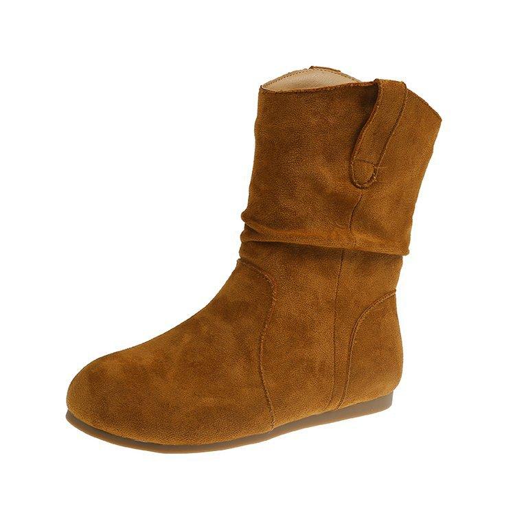 

Retro inner heightening small short boots women s 2025 new autumn and winter sleeve round head stacking boots slim short boots western boots 40