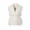 Gilet ajusté à la taille pour femme 2026, col en V, sans manches, en coton, avec cordon de serrage amincissant
