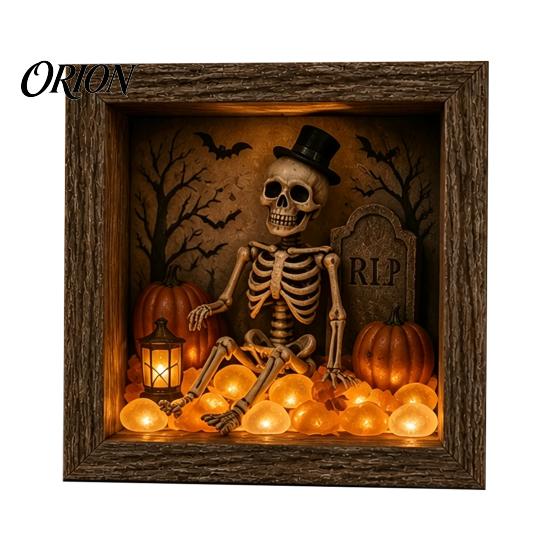 Festive Party Supplies Halloween Lighted Frame Ornaments, Light Up Shadow Box, Warm Cute Decor Atmosphere LED Lights for Home Living Room Bedroom