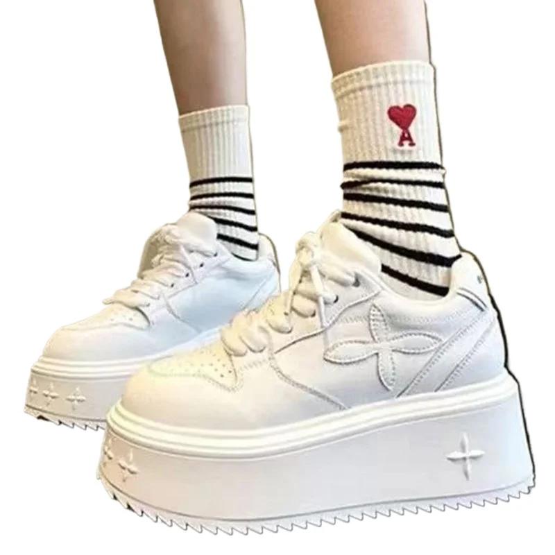 

Маленькая белая обувь женская обувь танкетка корзина все-матч повседневные кроссовки платформа дизайнерская роскошная женская обувь для увеличения роста 38