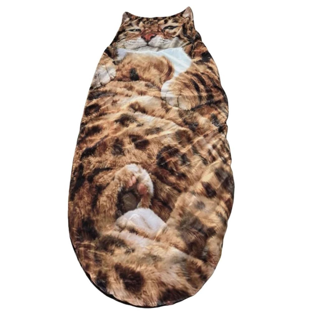 68.9x31.5Inch Plush Envelope Sleeping Bag Cat Pattern Camping Sleeping Bags for Home Lounging Outdoor Camping Machine Washable