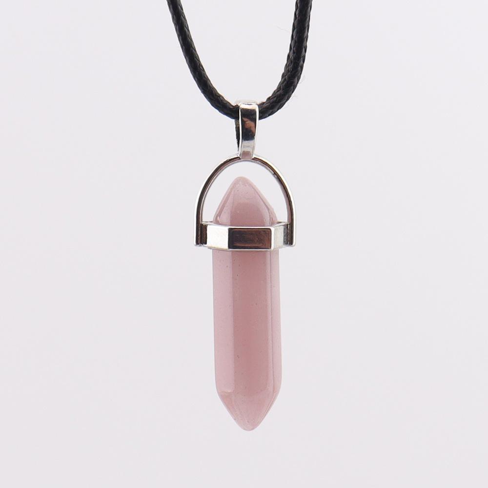 Crystal Hexagonal Luminous Stone Pendant Necklace - Popular European & American Six-Sided Design N759