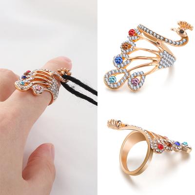 Thimble Ring Knitting Tools Yarn Guides Peacock Shape Ring Sewing Accessories Knitting Loop Crochet