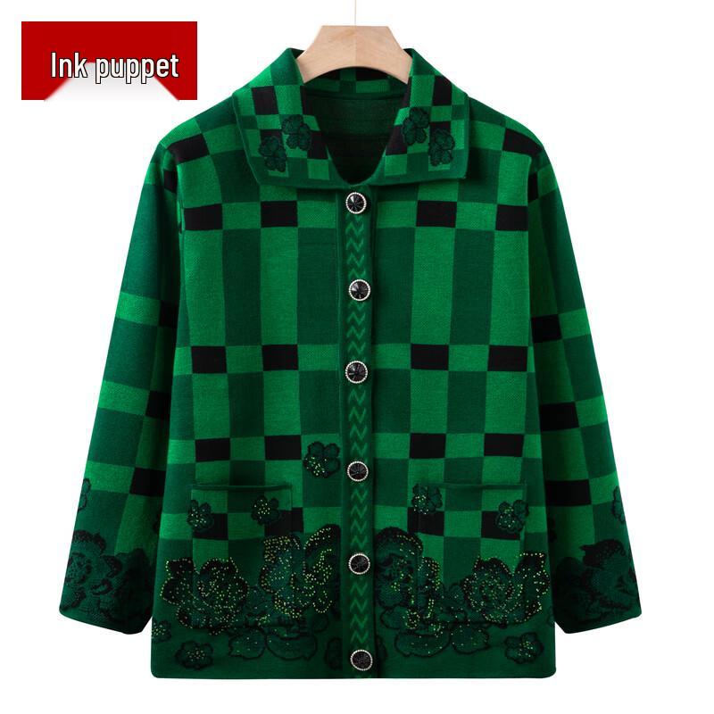 

Женский клетчатый вязаный кардиган на осень/зиму 4XL