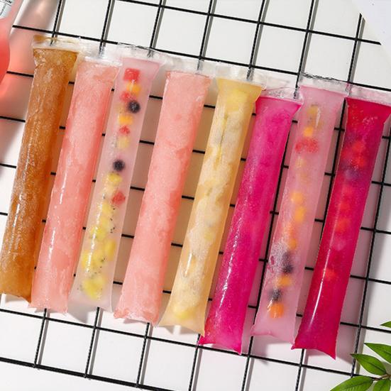 100Pcs DIY Popsicle Bags with Funnel Zip Seal Food-Grade PP Ice Pop Molds Easy Fill Milkshake Freezer Bags for Juice Yogurt Smoothies