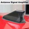 AM FM Antenna Signal Amplifier 16cm Universal Carbon Fiber Exterior Car Roof Mounted Shark Fin Antenna Top Automatic Radio