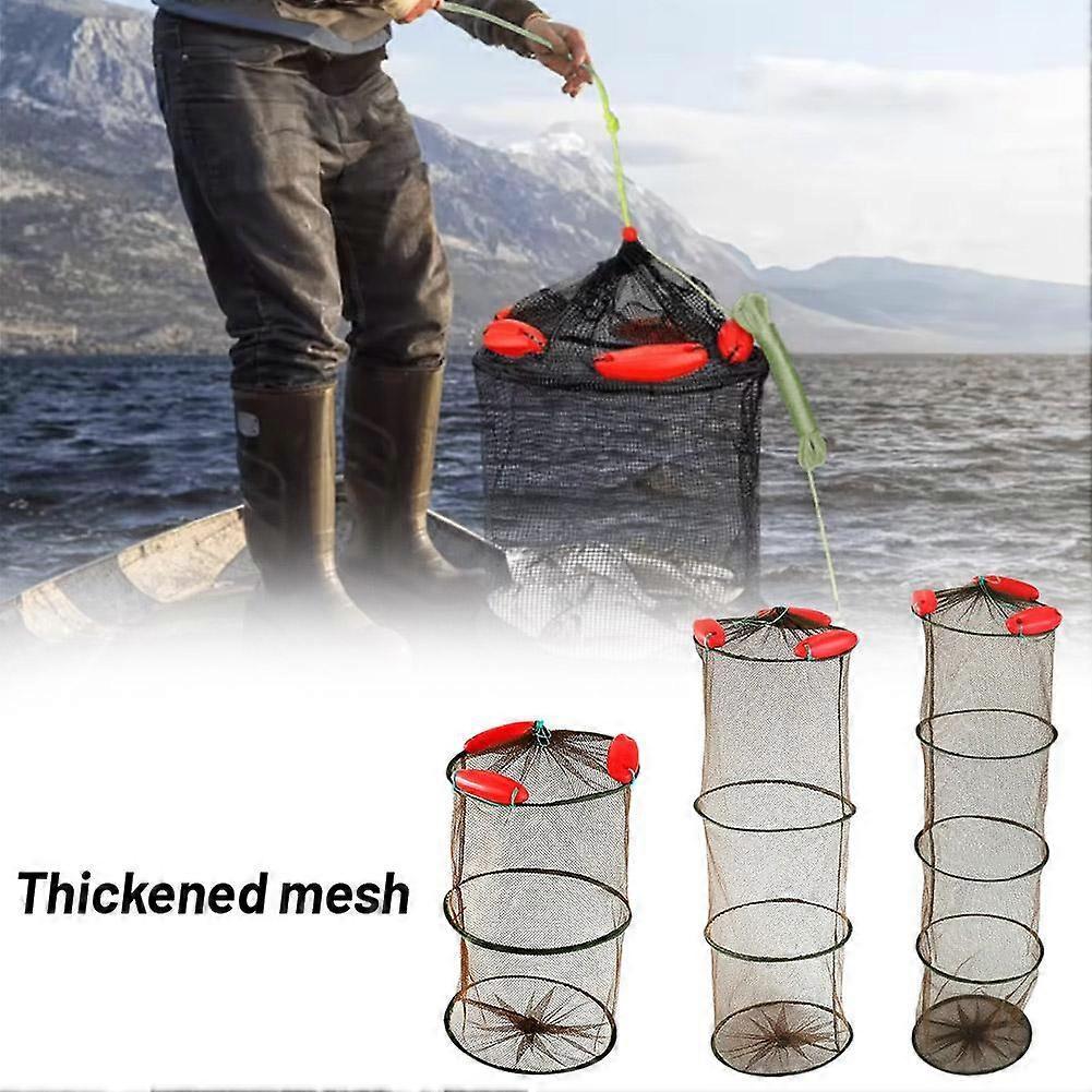 2-4 Layers Portable Foldable Fishing Floating Fish Net Shrimp Mesh Allows Fish