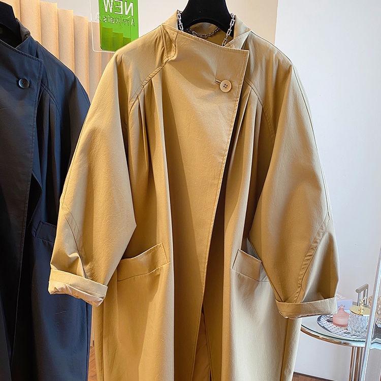 Women s Standing Collar Windbreaker Spring and Autumn Plus Size Medium Long Small Windbreaker Jacket M хаки