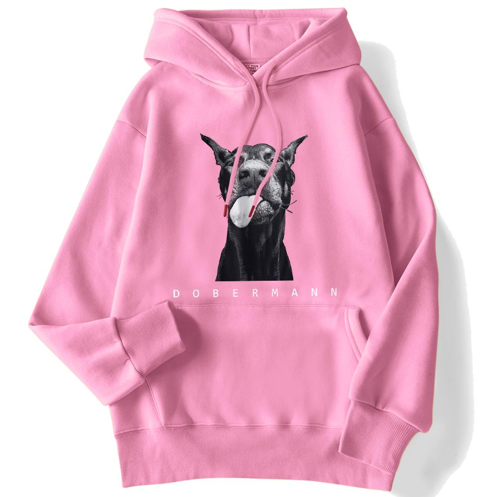 Dobermann Druck Mann Hoodie Vintage Warmer Hoodie Lässige Passform Kapuzenpullover Einfach Große Größe Sportbekleidung Damen