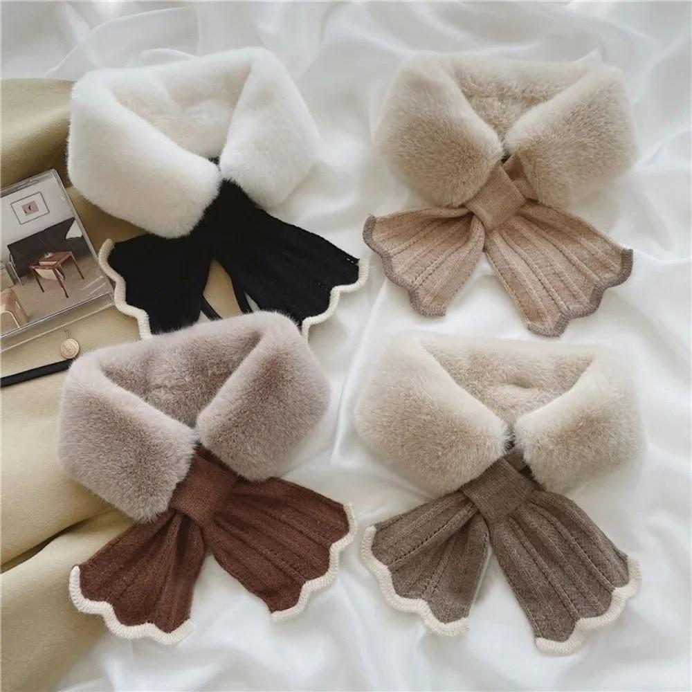 Comfortable Faux Rabbit Hair Winter Scarf Thick Soft Knit Scarf Windproof Silky Neck Guard Scarves Outdoor Neckwear