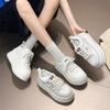 Platform white shoes women's 2025 autumn new soft leather small fashion versatile casual shoes student height-increasing board shoes