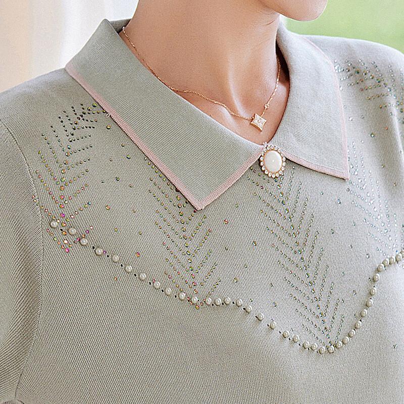 Pa Si Te Women's Beaded Knit Short Sleeve Top