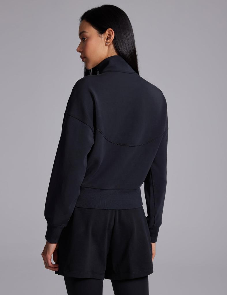 CRZ YOGA Long Sleeve Hoodie with Casual Sweatshirt with Size L Women's Loose-Fit Half-Zip, Sportswear, Pockets, SoftAura, Black,