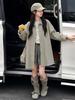 2026 Autumn Girls' Plaid Patchwork Windbreaker: British Style Mid-Length Coat for Junior High Students