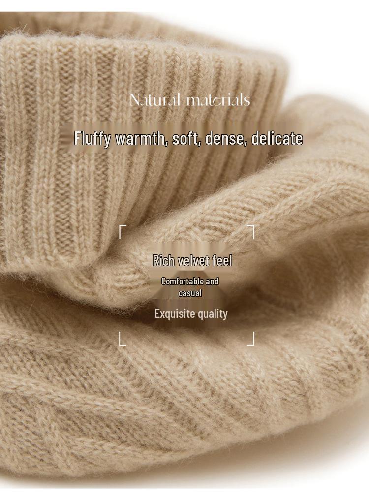 Kang Sai Ni Women's 100% Pure Cashmere Knitted Hat – Warm, Thick, and Perfect for Autumn/Winter Outdoors.