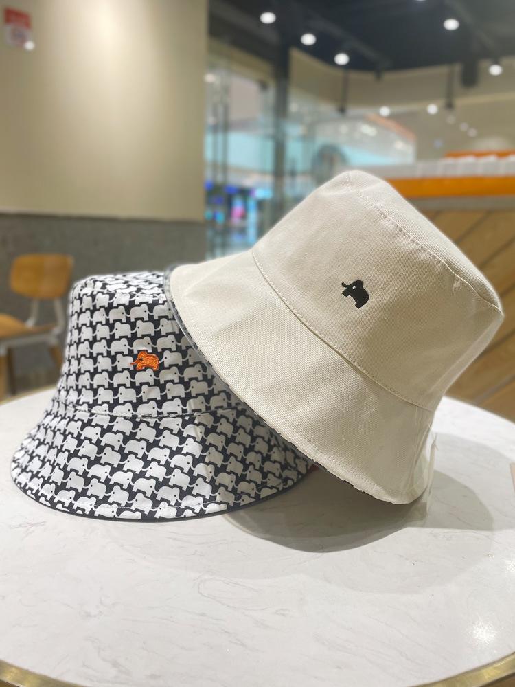 Elephant Embroidered Charming Fishing Cap Women Versatile Sun Protection Uv Protection Sun Hat Korean Style Casual Bucket Ch Hat