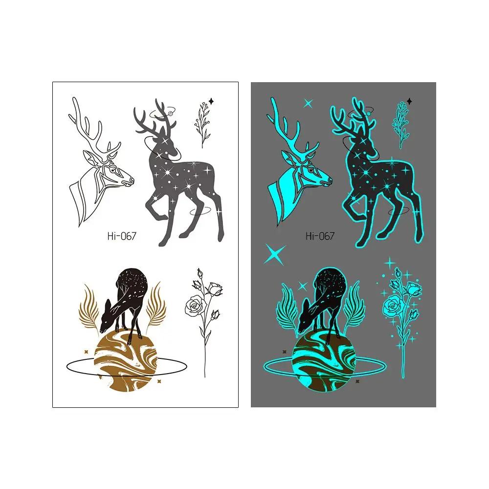 1Sheet Fashion Waterproof Blue Luminous Tattoo Sticker Star Feather Tattoo Sticker Body Art Removable Temporary Tattoos