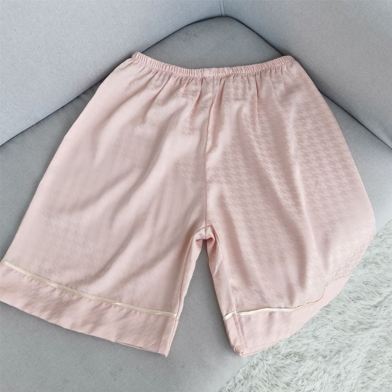 Summer Women's High-End Satin Pajamas Short-Sleeved Shorts Thin Homewear Houndstooth Silk Loose Outfit