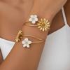 Zink Zinklegierung Chrysantheme Armreif Offener Armreif Verstellbares Aprikosenblüten Armband Hand Schmuck