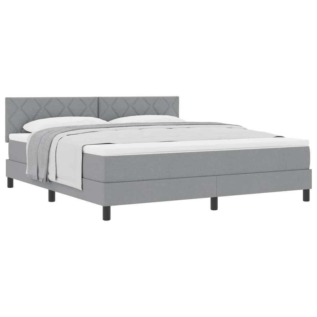 Boxspring Bed with Headboard Light Gray 180 x 200 cm Fabric