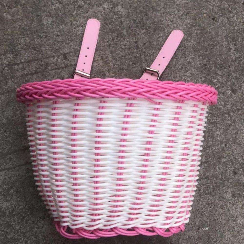 Handwoven Bicycle Basket Adjustable Leather Straps Cycling Handlebar Basket  Kids Adult Bikes