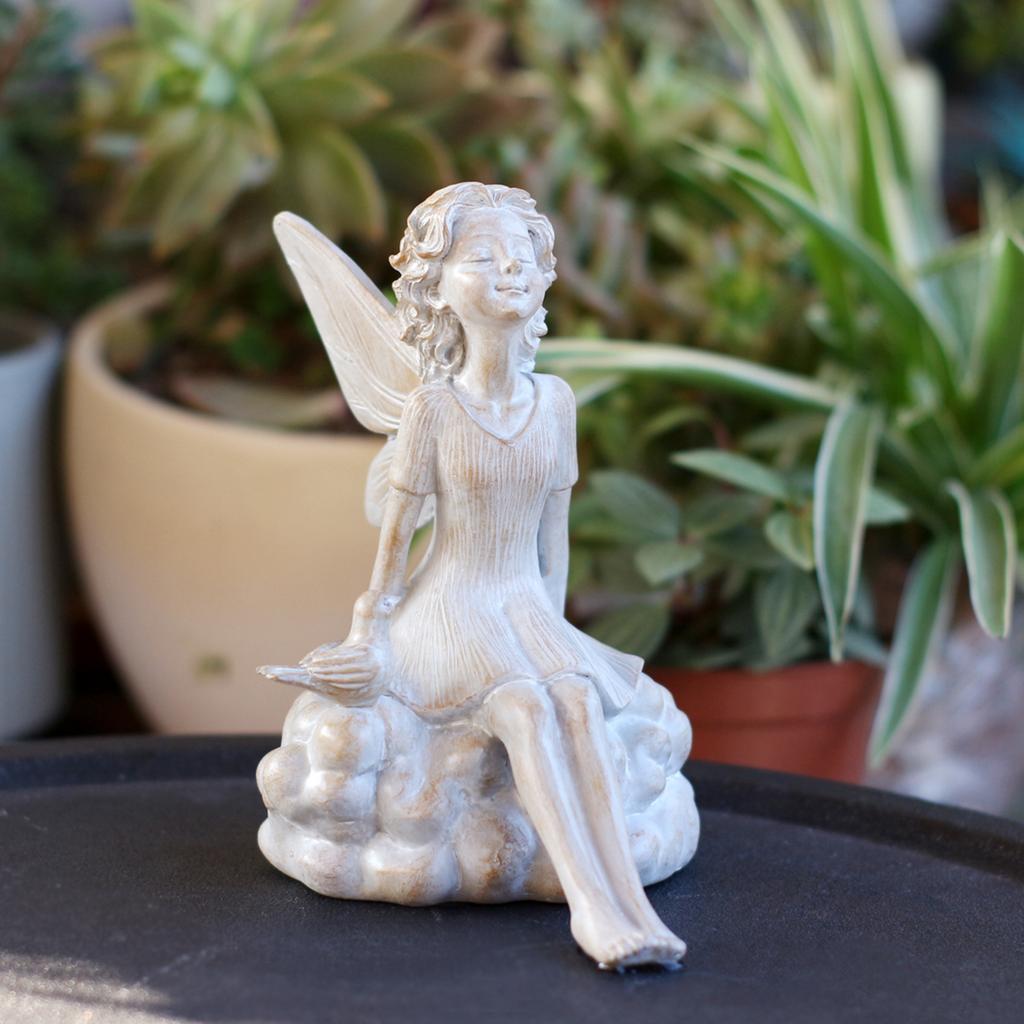Cementowy Ornament z Żywicy z Kwiatowymi Wróżkami