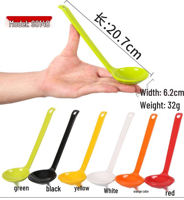 Xiangyuanmei Long Handle Colorful Melamine Soup Spoon - Imitation Porcelain for Hotel and Restaurant Use