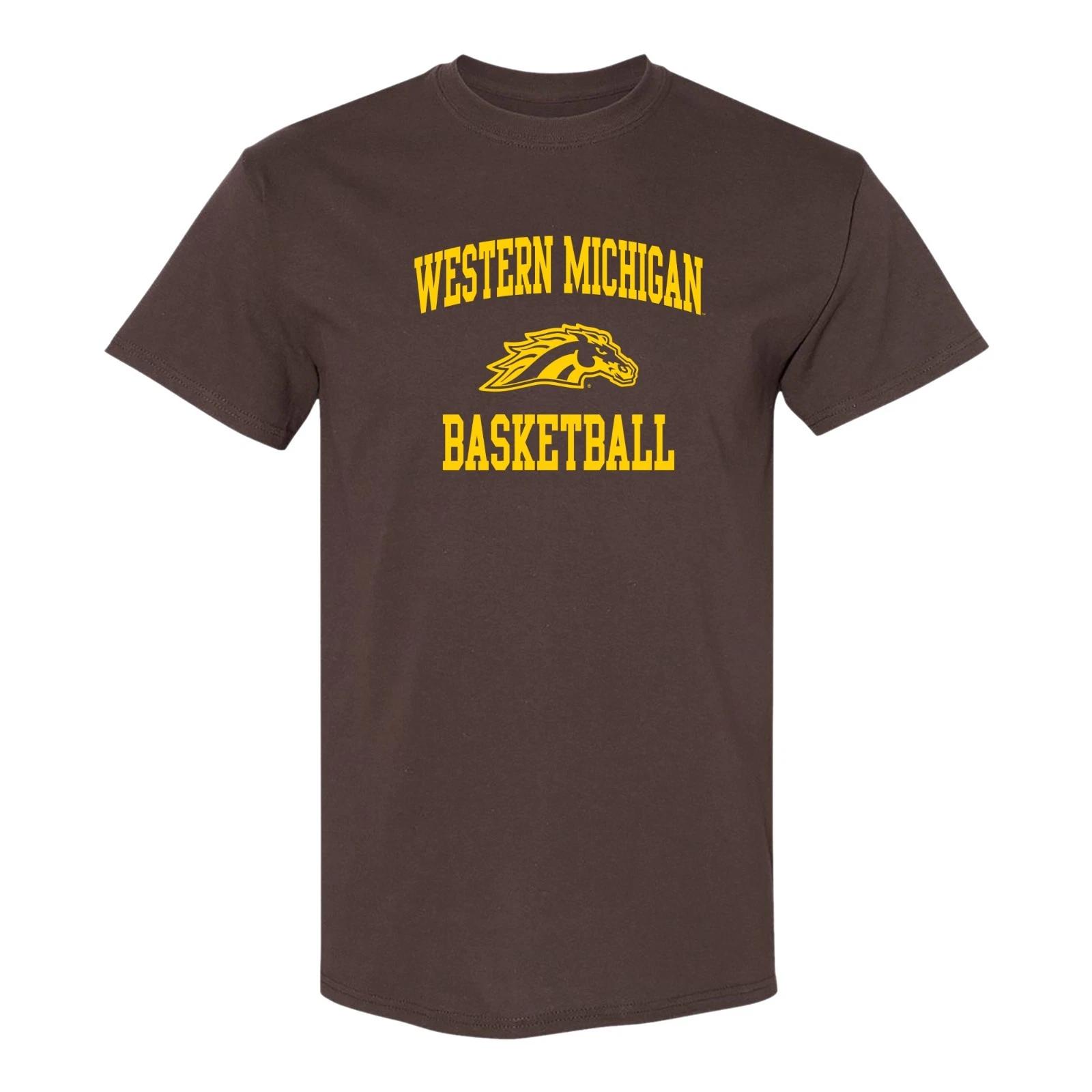 Western Michigan Arch Logo Basketball T-Shirt - Dark Chocolate L