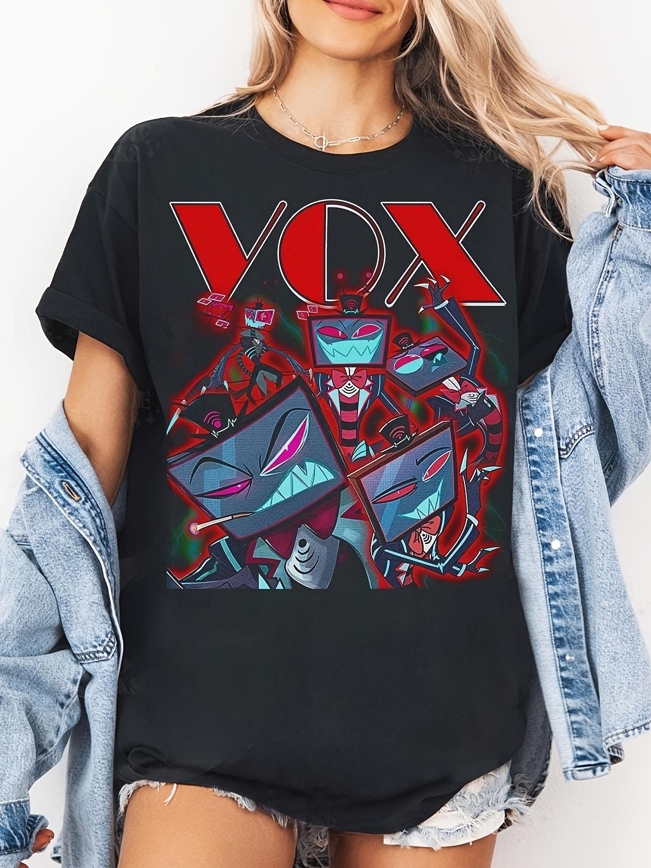 

2026 New Vox Pattern Tshirt Classic Printed Music Fans Casual Round Neck Tshirt Womens Choice S