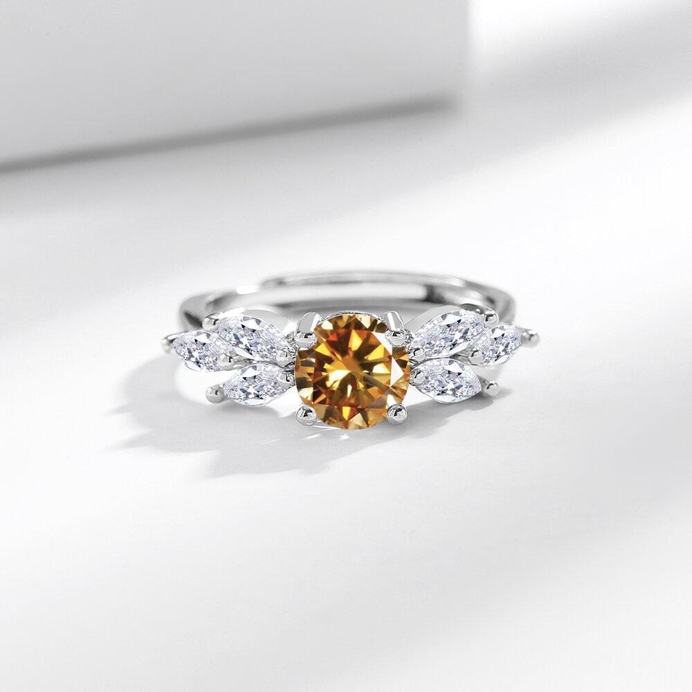 Live-Simulation Moissanit Blattförmiger Marquise Zirkon Verlobungsring, Ein Karat