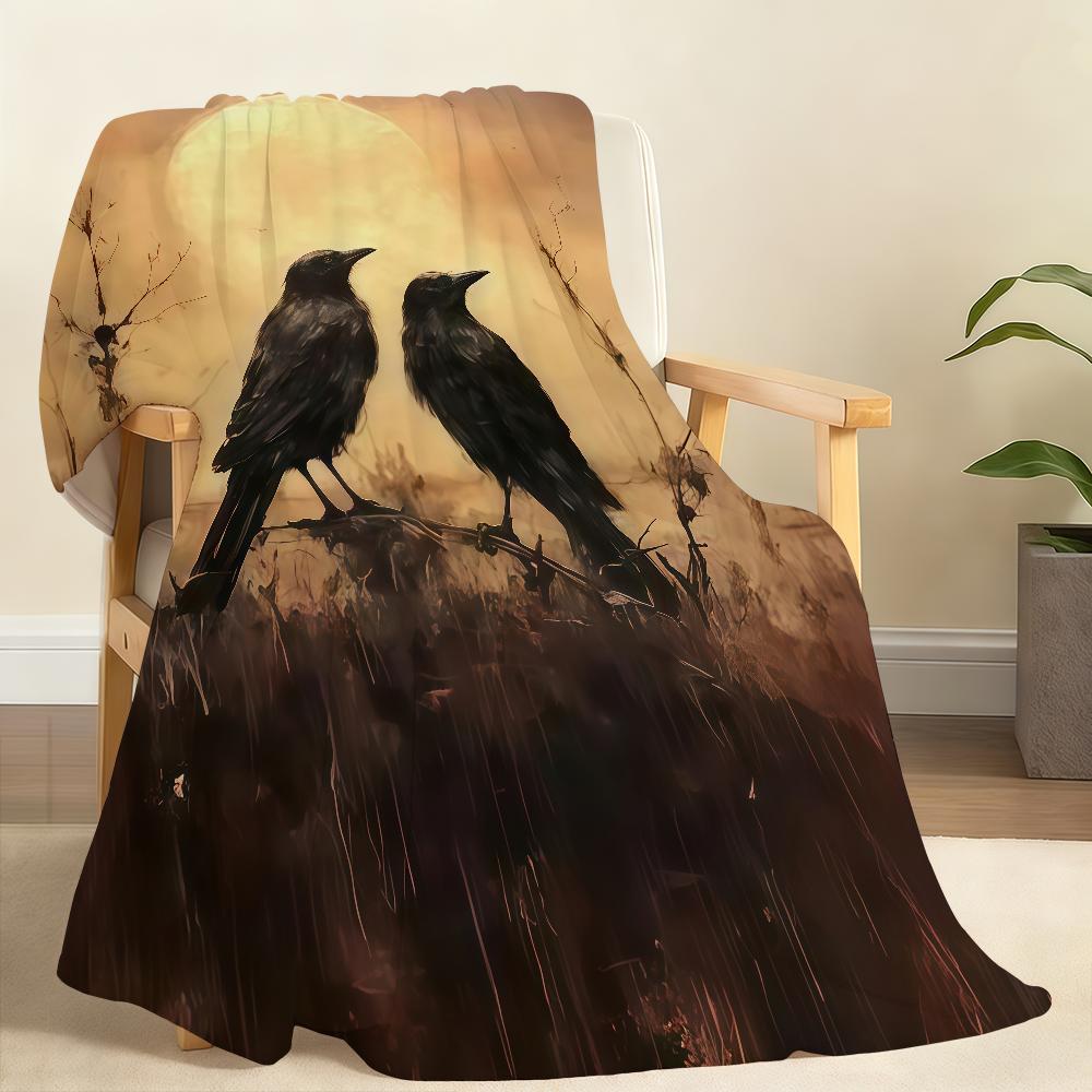 Victorian Gothic Crow Blanket Soft Throw Blanket for Home Bedroom Bed Sofa Picnic Travel Office Rest Cover Blanket Gift 75x90cm