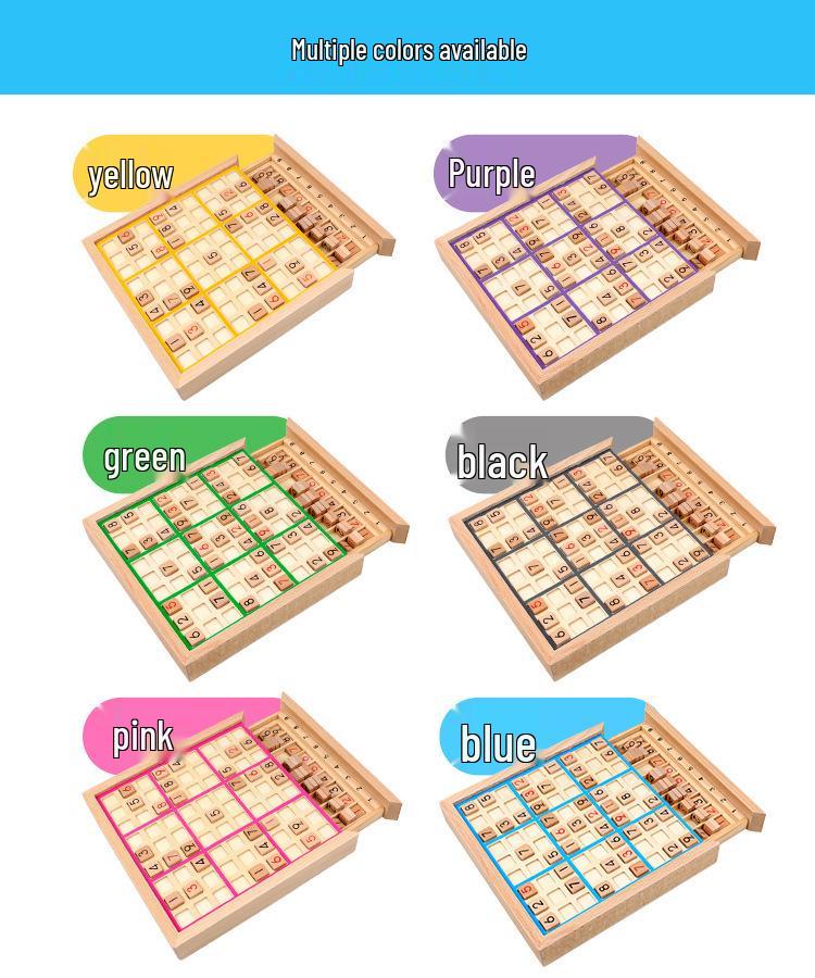 Wood Color 5-in-1 Sudoku Maze Montessori Educational Beech Wood Puzzle Toy for Children