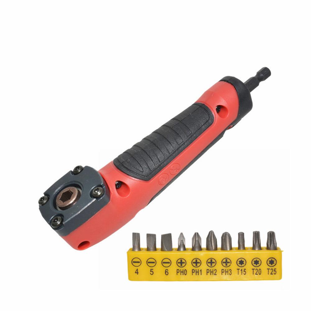 90 Degree Extension Driver Right Angle Attachment 1/4" Reversing Corner Changer Ratchet Screwdriver Adjustable Power Driver Tool