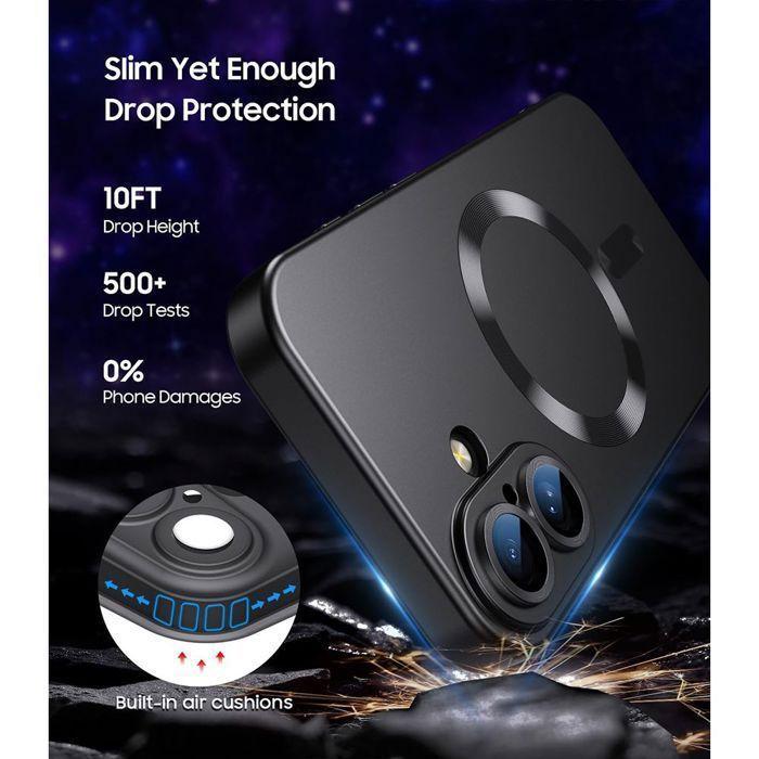 Coque de Téléphone - E.F.Connection - iPhone Air - Silicone avec Anneau Magnétique Intégré Noir