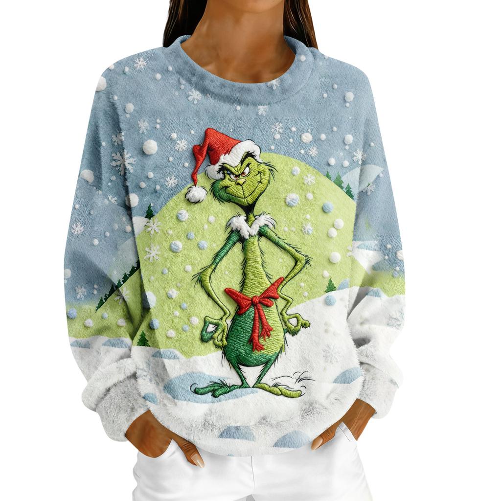 Women's Fleece Hoodie Long-Sleeve Round  Neck Casual Comfortable Loose-Fit Lightweight Women's Hoodie