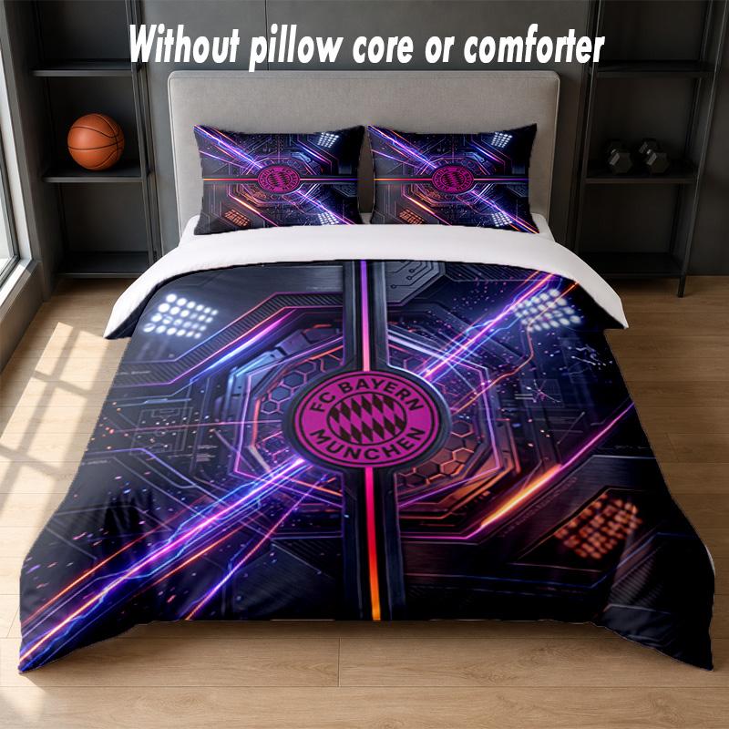Bayern Munich Design Bed Bedding Set 1 Duvet Cover + 2 Pillowcases Soft Breathable Household Bed Linens