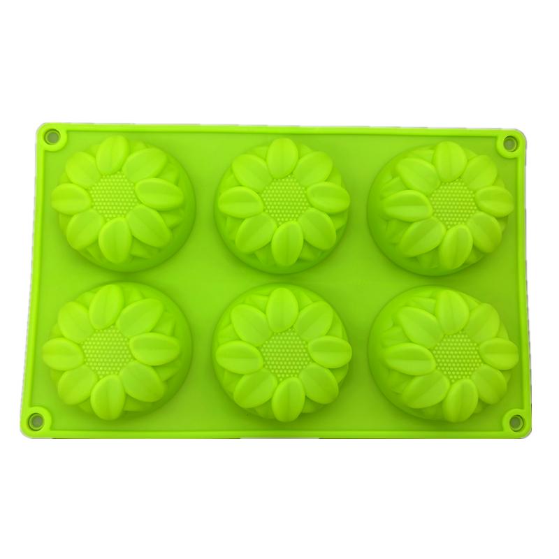 6 Hole Sunflower Silicone Soap Mould Cake Baking Pan Muffin Cup Mousse Cake DIY Mold Ice Cream Chocolate Pudding Mould Bakeware