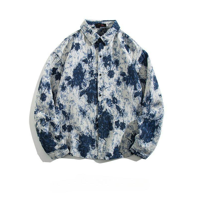 Shirt Men's Loose Autumn and Winter Models Retro Ethnic Style Couple Long-sleeved Shirt Jacket