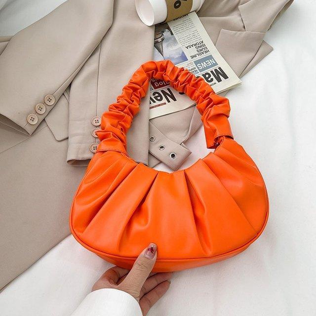 Launch Pleated Shoulder Bags for Women Leather Pu Handbag Cloud Shoulder Small Bag