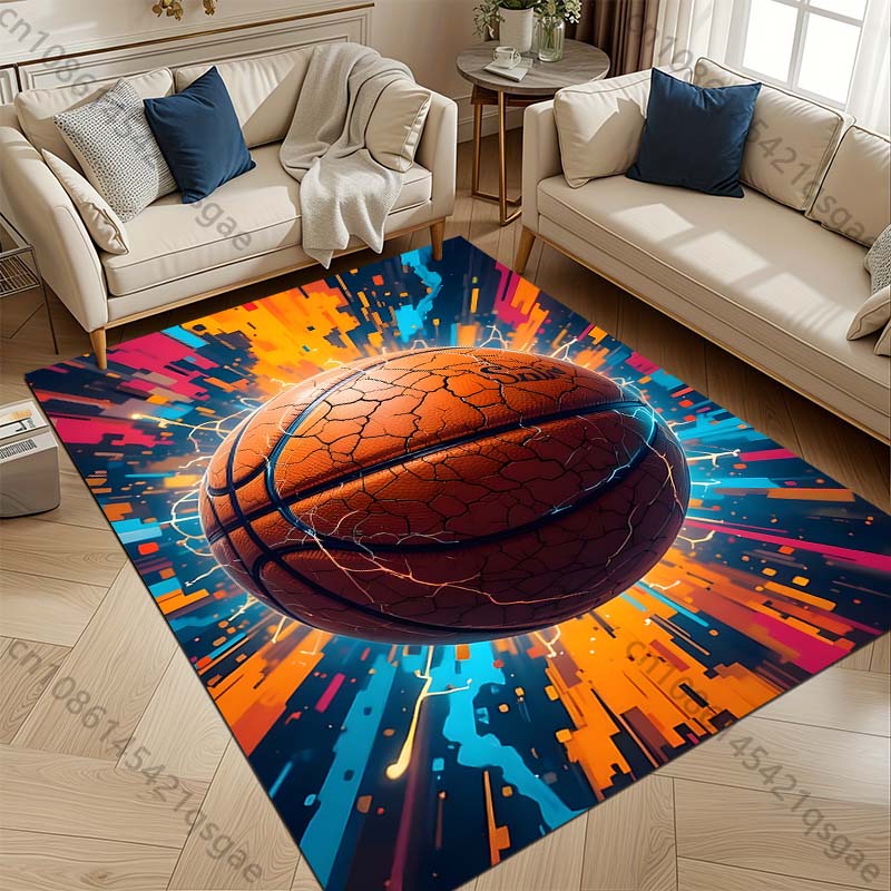 Multiple sizes Basketball with cracked effect background Carpet for Living Room Bedroom Sofa Home Decor Rus Non-slip Floor Mat