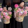 Wicker Rattan Flower Basket Wicker Woven Basket with Handle Pincnic Basket Sundries Storage Organizer Wedding Party Decor