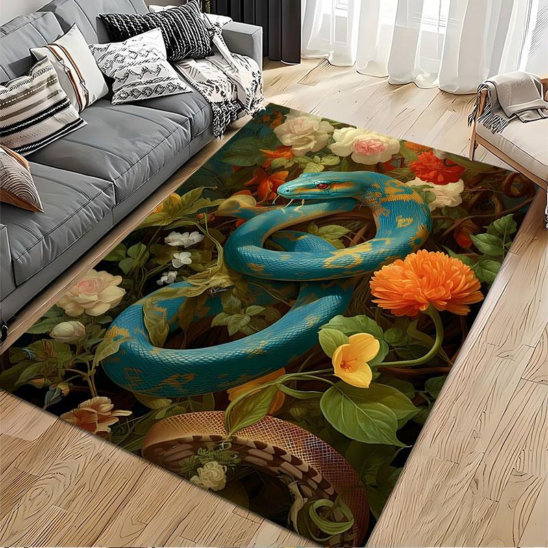 **Vivid Snake and Floral Design** suitable as a non-slip mat for the living room or bedroom sofa