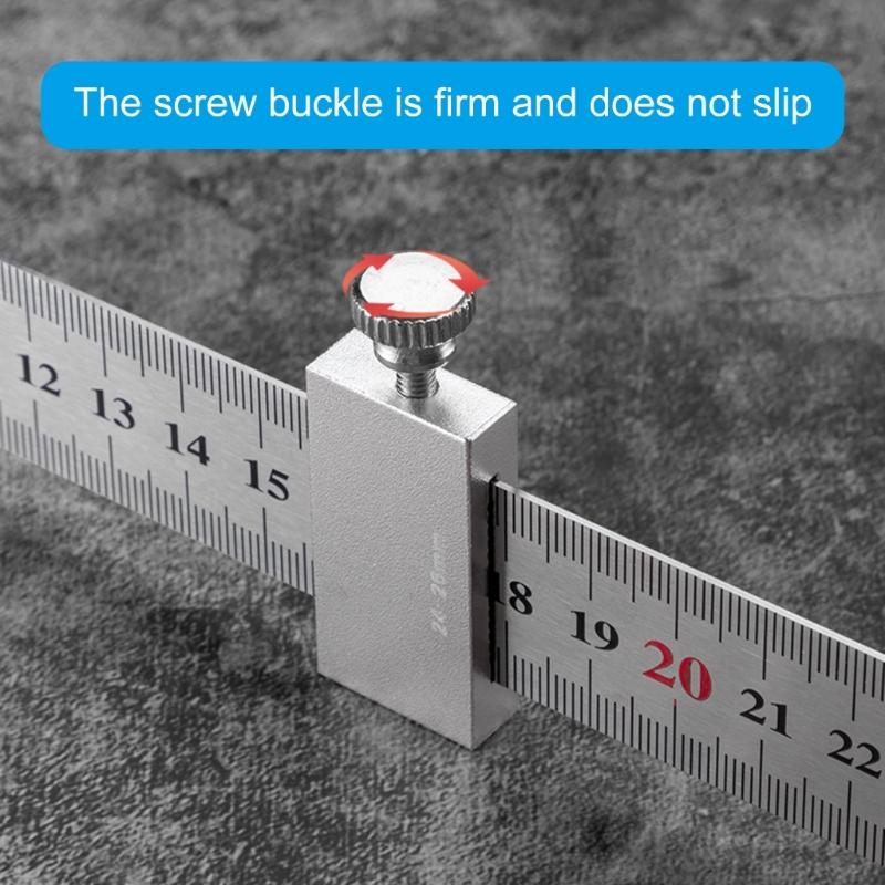 Aluminum Carpentry Square 15/20/30/40cm Carpenter Scribing Ruler with Slide Stop Measuring Marking Gauge Pocket Ruler