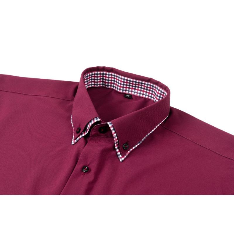 

Модная мужская рубашка с длинным рукавом, двухслойным воротником, вставками, повседневная, универсальная, модный топ, кардиган с принтом в клетку S красный