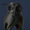 Desktop Ornament 3D Printed Owl Figurine, Hollow Modern Art Sculpture with Matte Black Finish, Minimalist Desk Decor for Home Office Bookshelf,