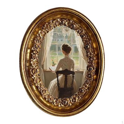 Oval Picture Frame Photo Display Handcrafted Home Decor Desktop Ornament Vintage Design Ornate
